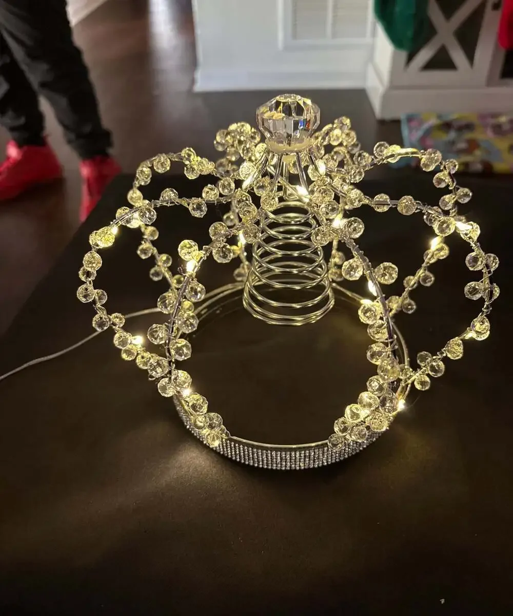 Jeweled Crown Christmas Tree‎ Topper with LED Lights